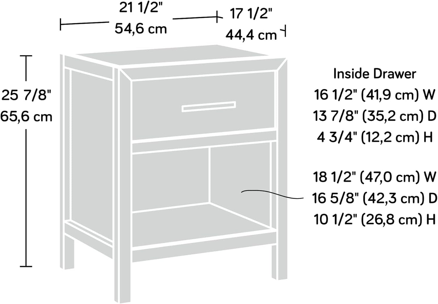 Pacific View Bedroom Night Stand, Spacious Storage, 1 Drawer Nightstand, Prime Oak Finish