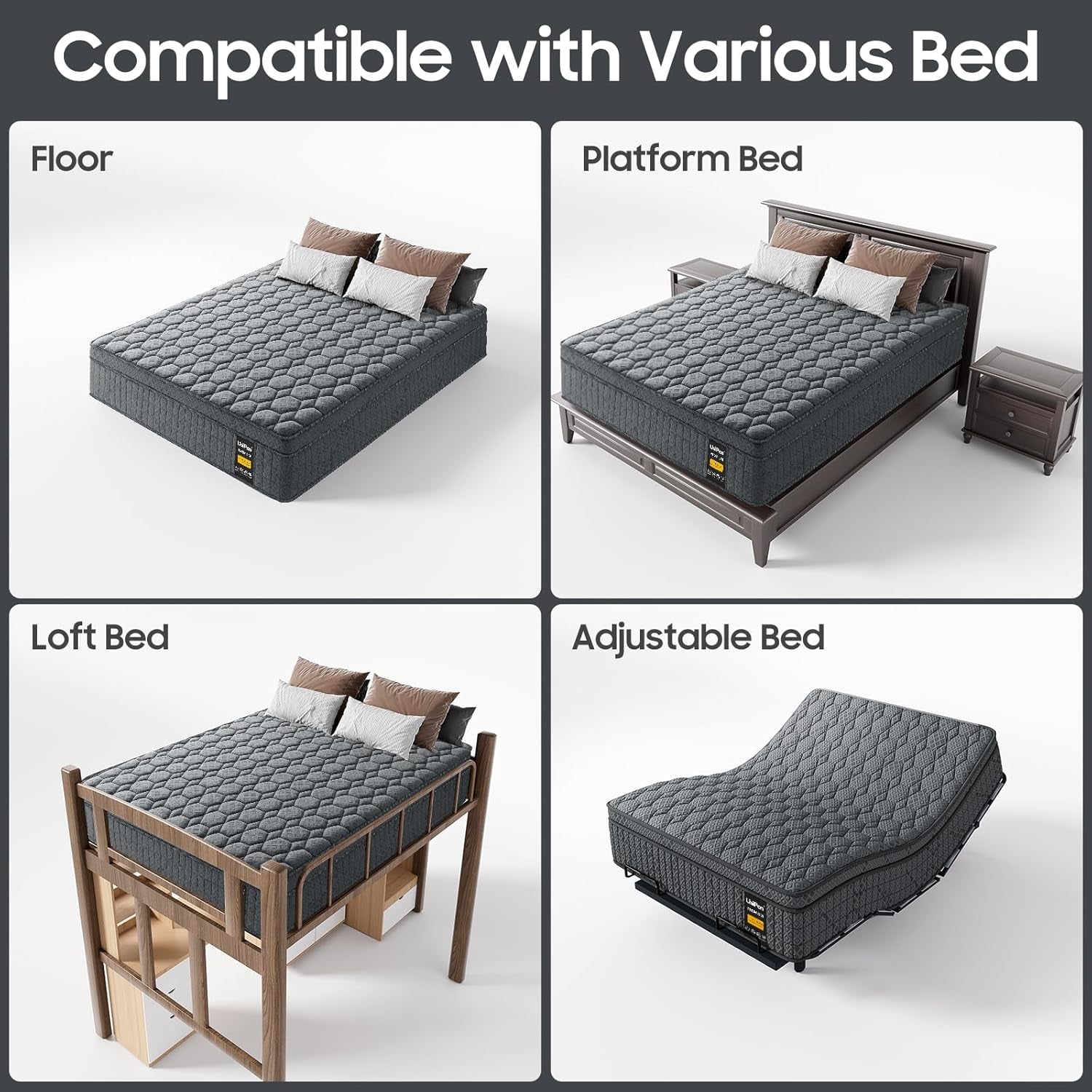 14 Inch Extra Firm Mattress Queen, Hybrid Mattress with Back and Lumbar Hip Support, Fiberglass Free, 365 Nights Trial, 10 Years Warranty