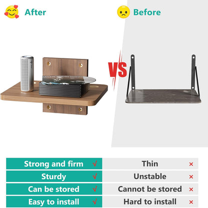 Floating TV Shelf, 1 Tier Projector Shelf for DVD Players, Routers, Game Consoles, Cable Boxes, Living Room Decor Accessories, Wall Mount Shelves Holds up to 22Lbs (CS201N), 1-Shelf, Walnut Brown