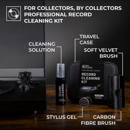 Professional Series Vinyl Record Cleaner Kit - Vinyl Record Cleaning Kit Includes Vinyl Record Brush Cleaning Fluid, Stylus Gel, Brush for Velvet, Padded Storage Case