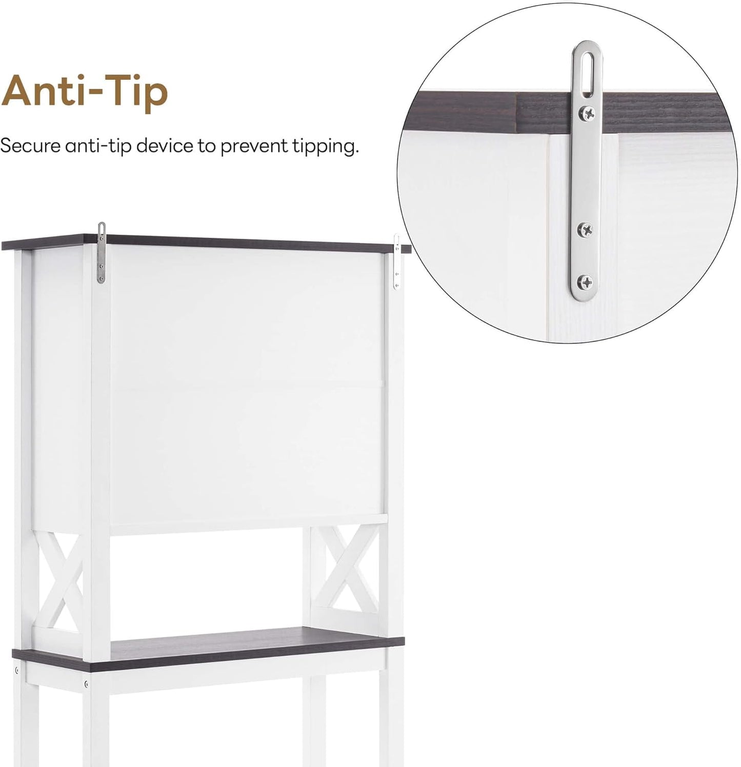 over the Toilet Storage Cabinet, 3-Tier Bathroom Storage Cabinet with Adjustable Shelf and Doors, Freestanding Space Saver above Toilet for Bathroom Laundry Restroom BT09 (White)