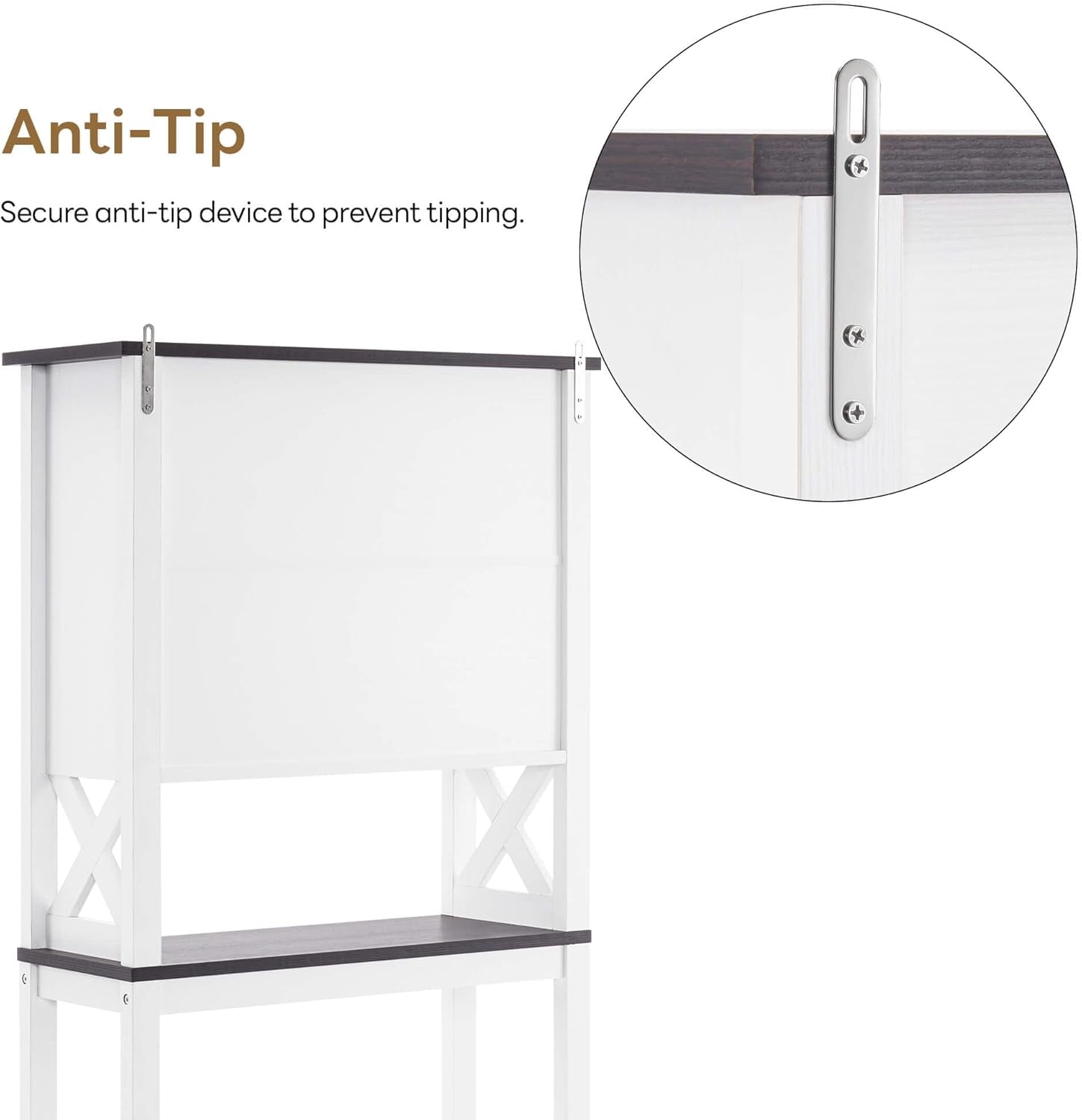 over the Toilet Storage Cabinet, 3-Tier Bathroom Storage Cabinet with Adjustable Shelf and Doors, Freestanding Space Saver above Toilet for Bathroom Laundry Restroom BT09 (White)