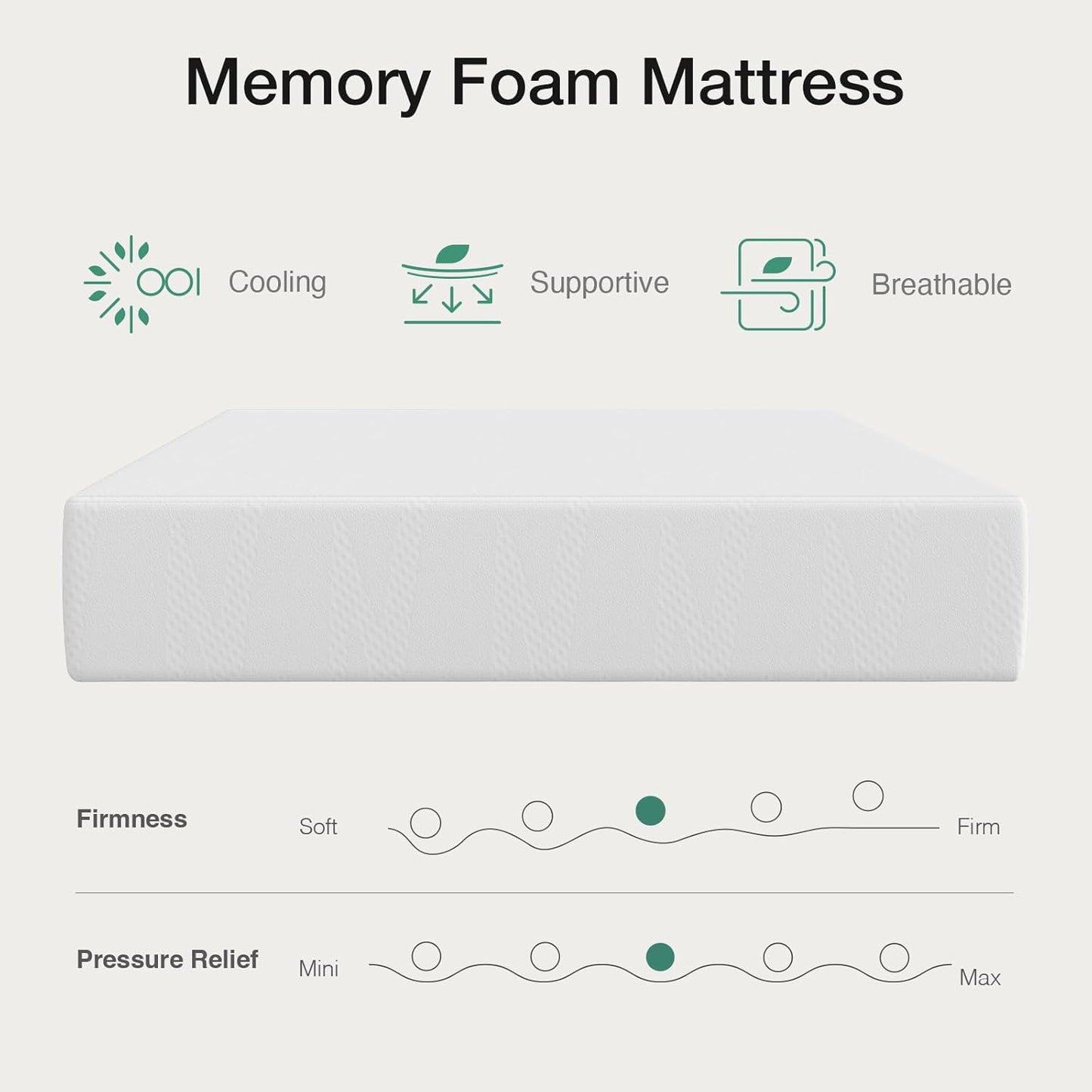 Twin Mattress, 6 Inch Twin Bed Mattress for Kids, Gel Memory Foam Mattresses for Cooling Night Sleep & Pressure Relief, Certipur-Us Certified