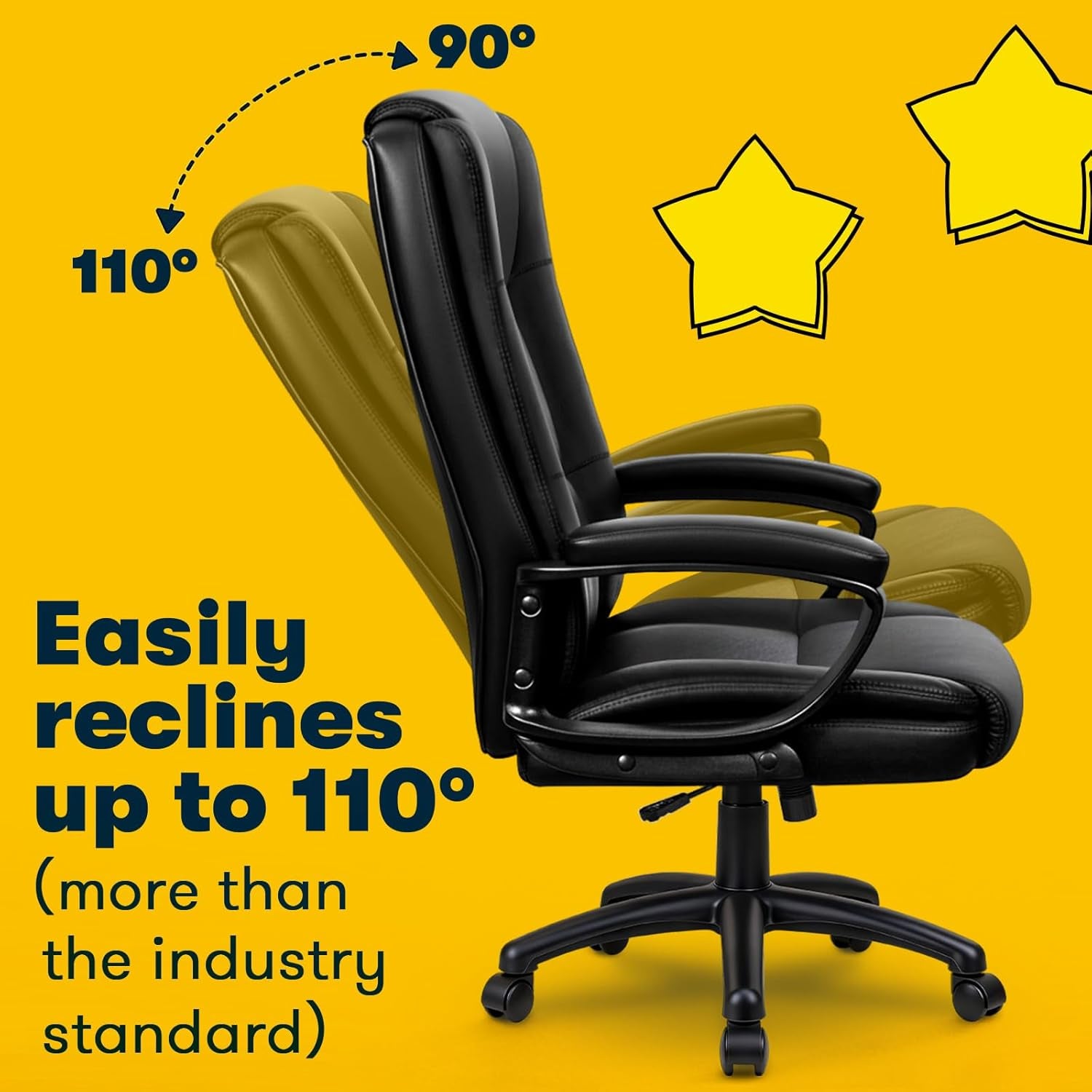 Home Office Chair, 400LBS Big and Tall Computer Chair Heavy Duty Design, Ergonomic High Back Cushion Lumbar Back Support, Adjustable Executive Leather with Armrest