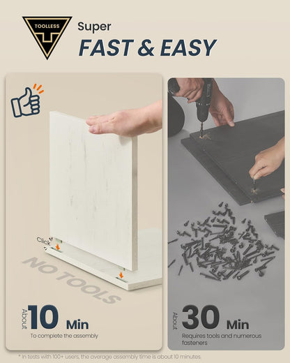 Bathroom Wall Mounted Storage Cabinet, Superfast Toolless Assembly, over the Toilet Hanging Medicine Cabinet with Adjustable Shelves & Door, for Kitchen/Pantry, Rustic White UBBC113WJ04S