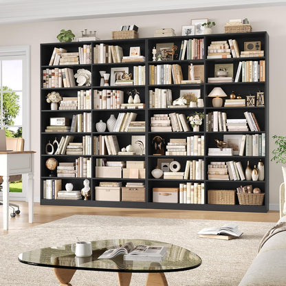 83.6" Tall Bookshelf and Bookcase, 7-Tier Extra Large Bookshelf with Double Storage, 14 Open Display Shelves for Home Office, Study and Living Room, Black