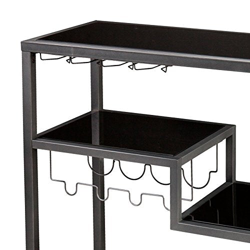 Holly & Martin Zephs Bar Cart - Grey - Iron Metal & Tempered Glass - Modern Design - Ideal for Living Rooms, Dining Rooms, Home Bars, 40" W x 16" D x 37.5" H (HZ8810)