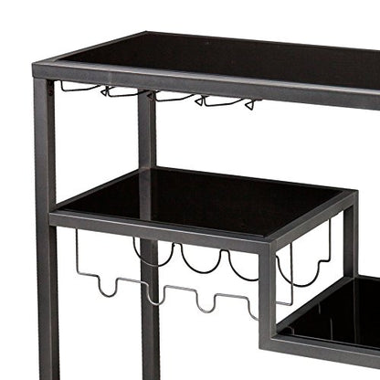 Holly & Martin Zephs Bar Cart - Grey - Iron Metal & Tempered Glass - Modern Design - Ideal for Living Rooms, Dining Rooms, Home Bars, 40" W x 16" D x 37.5" H (HZ8810)
