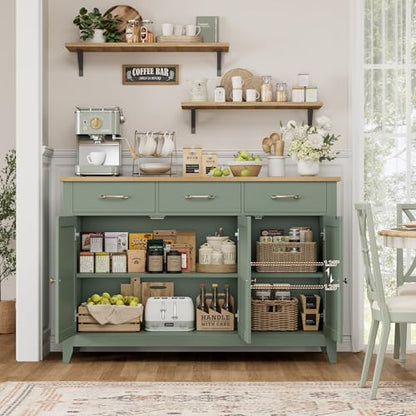 47" W Kitchen Buffet Sideboard Cabinet with Storage Drawers, Green, view 6