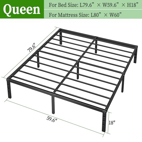 Heavy Duty Black Platform Bed Frame with Steel Support, view 3