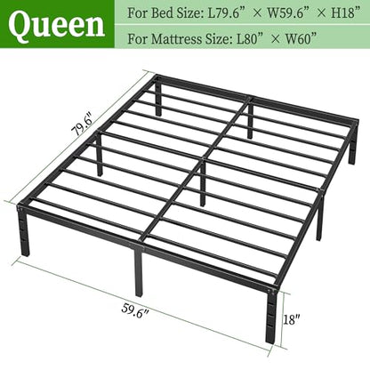 Heavy Duty Black Platform Bed Frame with Steel Support, view 3