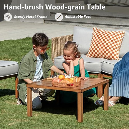 5 Piece Wicker Patio Sectional Furniture Sets Outdoor Sofa Rattan Couch, All Weather Outdoor Conversation Set with Metal Table,5" Cushions for Deck,Poolside,Backyard,Balcony