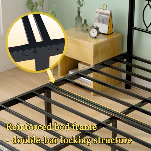 Full Size Bed Frame with Headboard, 14 Inch Classic Metal Platform Bed Frame, view 4
