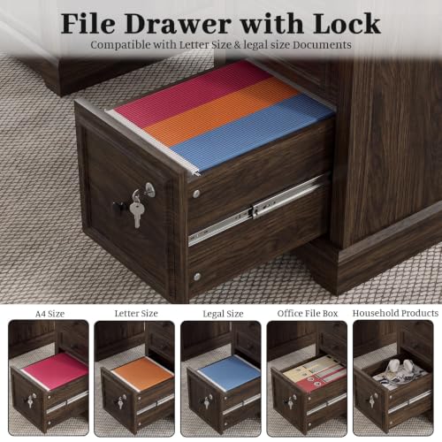 59" Farmhouse Executive Desk with Drawers, Wood Home Office Computer Desk, view 5