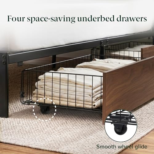 Kai Platform Bed Frame, Four Underbed Storage Drawers, Queen, view 4
