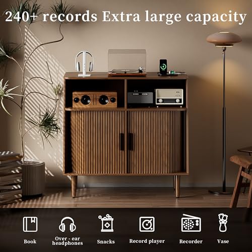 Record Player Stand with Vinyl Storage, view 4