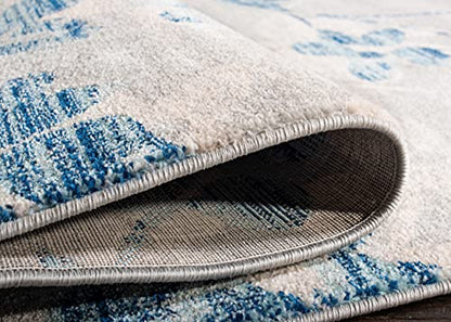 SAFAVIEH Evoke Collection Area Rug - 9' x 12', Grey & Light Blue, Floral Design, Non-Shedding & Easy Care, Ideal for High Traffic Areas in Living Room, Bedroom (EVK236J)