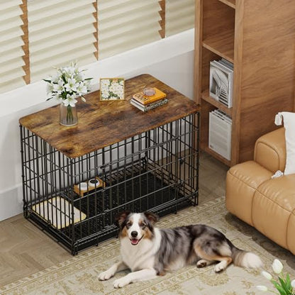 Dog Crate Topper for 36'' Dog Cage, Dog Kennel Topper Wood Countertop, view 7