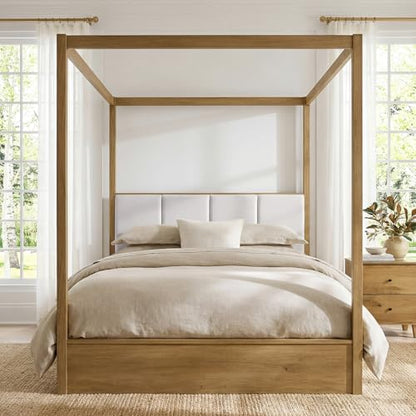 Wood Canopy Bed Frame Queen Size, Oak Bed w/Solid Wood Posters, view 7