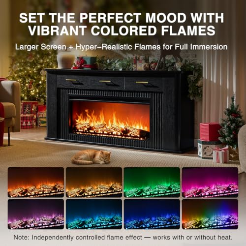 70" Fireplace TV Stand with 42" Electric Fireplace, view 5