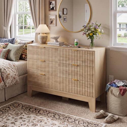 6 Drawer Dresser for Bedroom, Fluted Dresser for Bedroom, view 2