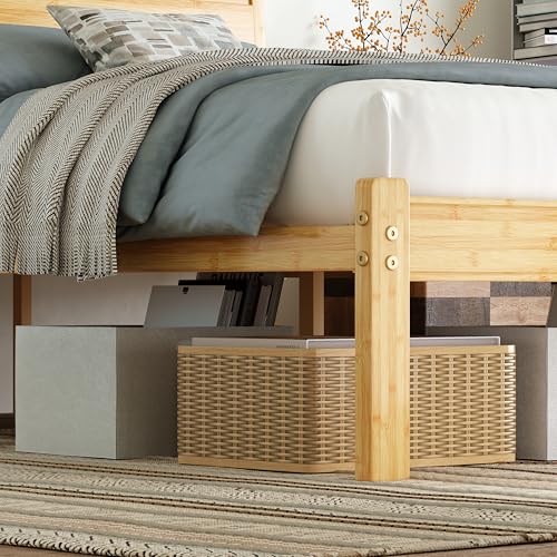 14 Inch Bamboo Queen Bed Frame, Platform Bamboo Wood Bed with Headboard, view 6