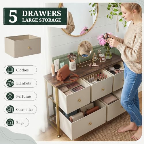5 Drawer Dresser for Bedroom, Fabric Storage Drawer Unit, view 6