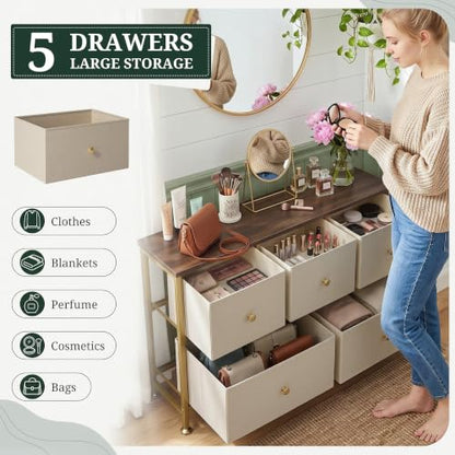 5 Drawer Dresser for Bedroom, Fabric Storage Drawer Unit, view 6