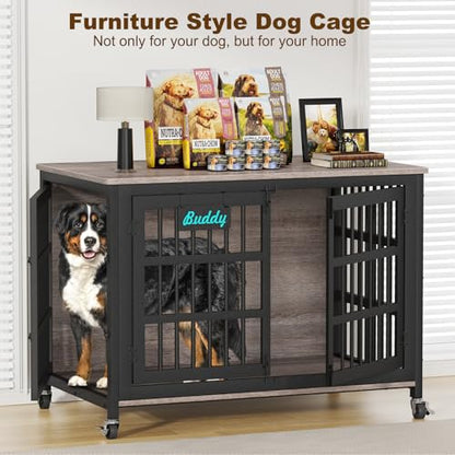 46"/42"/33" XXL Heavy Duty Dog Crate Furniture with Casters, view 7
