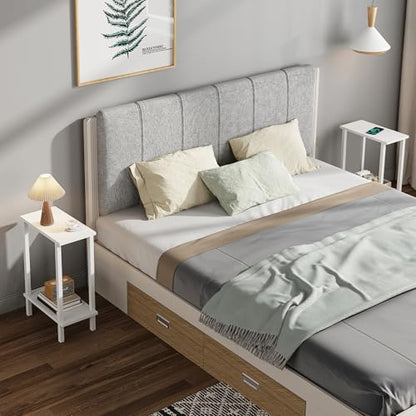 Small Side Table, Narrow End Table, Skinny Sofa Table, Slim Nightstand, Couch Table, Living Room, Bed Room, White TB01BW062