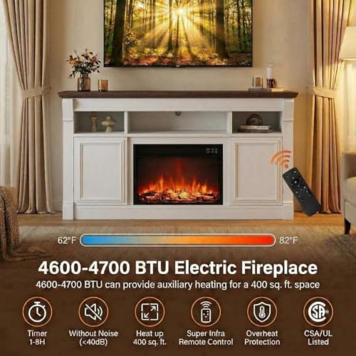 36 Inch Electric Fireplace with Remote, Four-Color Flame,Fireplace Only, view 8