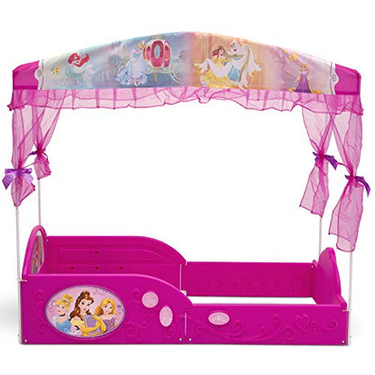 Disney Princess Plastic Sleep and Play Toddler Bed with Canopy, Pink, view 5