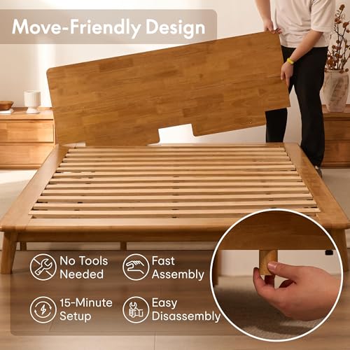 Solid Wood Platform Bed with Tool-Free Assembly, view 5