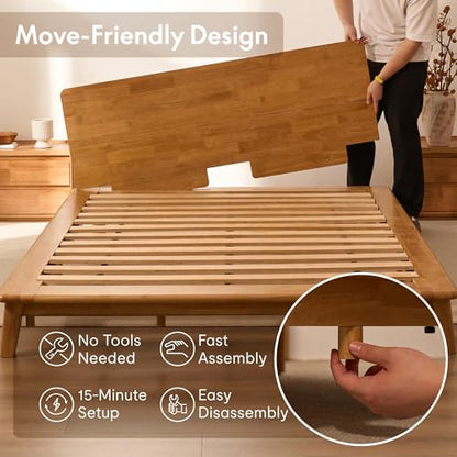 Solid Wood Platform Bed with Tool-Free Assembly, view 5