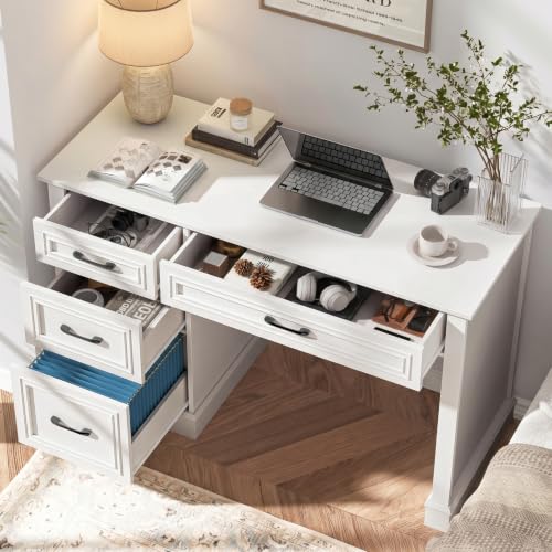 Farmhouse 47" Executive Desk with 3 Drawers, Cream White, view 5
