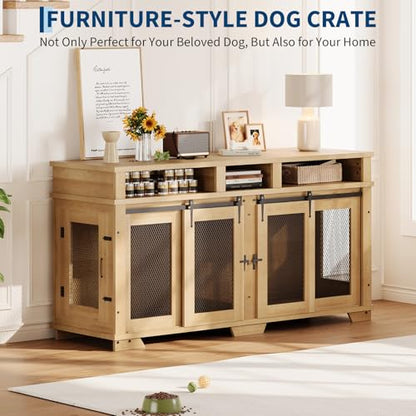 71'' Dog Crate Furniture for 2 Dogs, view 8
