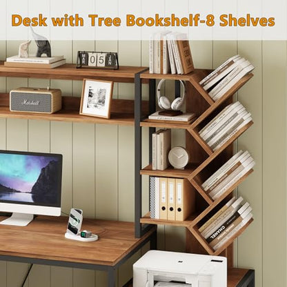 63" L Shaped Desk with Bookshelf, Drawers and Hutch for Home Office, view 6