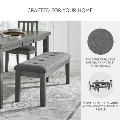 Signature Design by Ashley Hallanden Collection 50" Cushioned Dining Bench, Textural Fabric with Solid Wood Legs, Contemporary Two-Tone Gray Finish for Kitchens and Dining Rooms