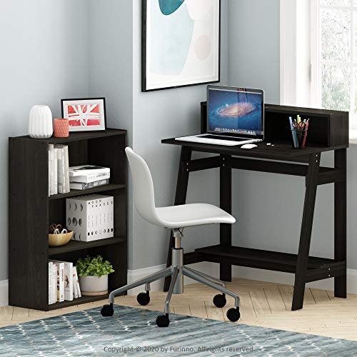 PASIR Book Shelf, 3-Tier Bookshelf, Storage Shelves Bookcase, 9.7 x 23.7 x 31.5, for Living Room, Bedroom, Home Office, Dark Espresso