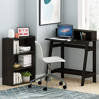 PASIR Book Shelf, 3-Tier Bookshelf, Storage Shelves Bookcase, 9.7 x 23.7 x 31.5, for Living Room, Bedroom, Home Office, Dark Espresso