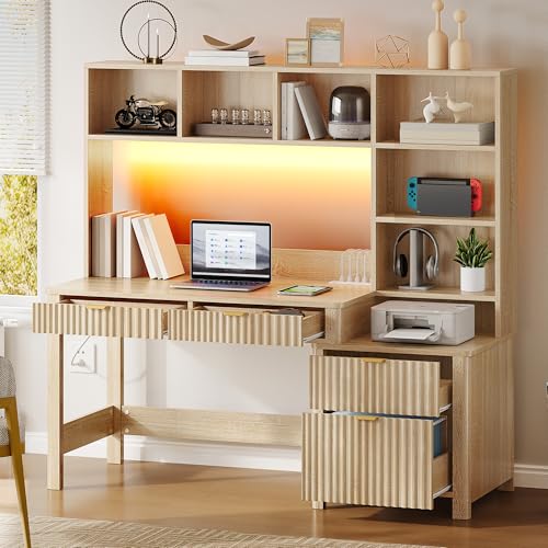 Computer Desk with Hutch and Drawers, view 3