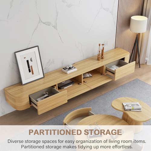 Modern Floating TV Stand, Wall-Mounted Entertainment Media Console, view 7