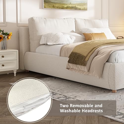 Hazel Queen Size Bed Frame, Upholstered Platform Bed, view 7