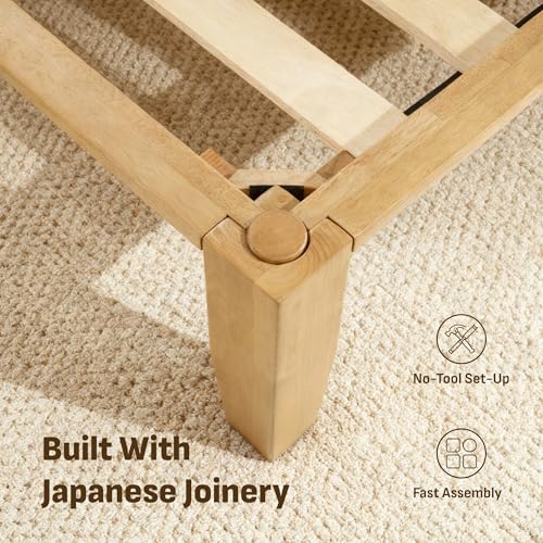 Solid Rubberwood Bed Frame with Hidden Storage and USB Ports, view 4