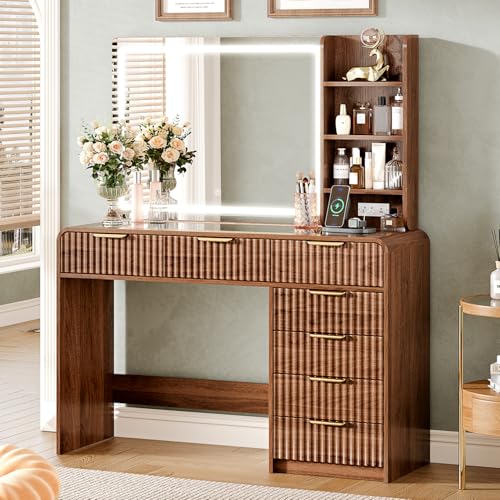47.2" Makeup Vanity with 30.7" Mirror and Lights, view 2