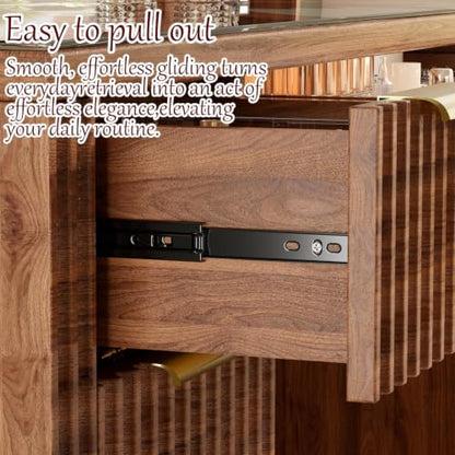 47.2" Fluted Makeup Vanity Desk with Large, 28.7" Mirror and Lights, view 6