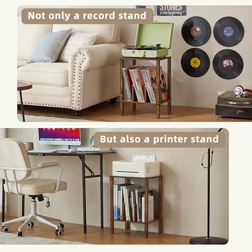 2-Tier Record Player Stand for Vinyl Records Storage End Table, view 7