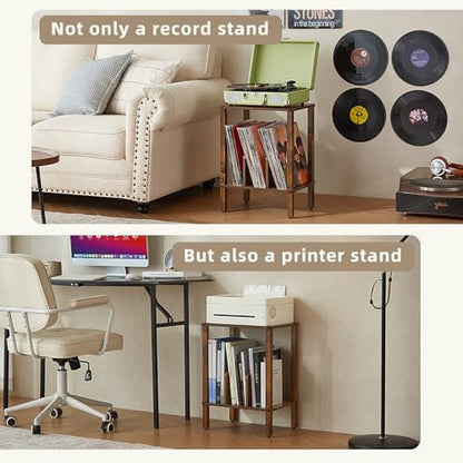 2-Tier Record Player Stand for Vinyl Records Storage End Table, view 7