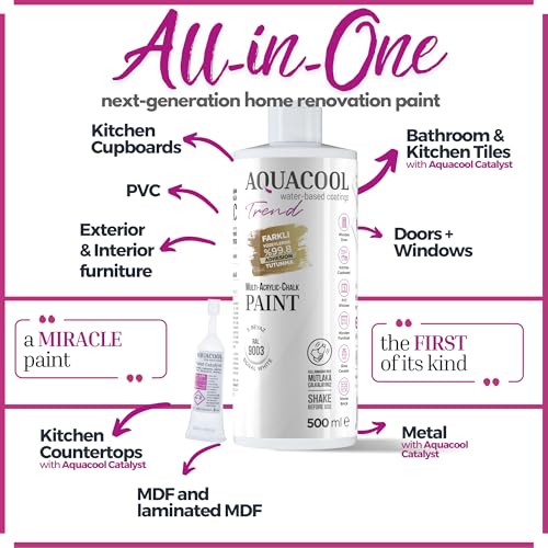 MAC All-in-One Furniture Paint – No Sanding No Primer, Chalk Paint for Cabinets, Wood, Tile & Countertops | Self-Leveling Matte | 16.9 fl oz, 53 sq ft| 1013 Oyster White