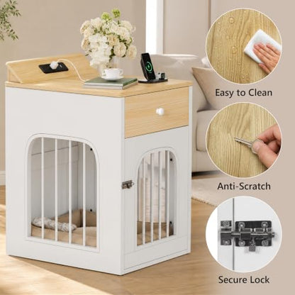 Dog Crate Furniture for Small Dogs, Natural Oak, view 6